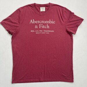 Abercrombie & Fitch Men’s XXL Basic T-Shirt Red Crew Neck Spell Out Short Sleeve